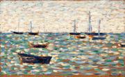 La Mer à Grandcamp (The Sea at Grandcamp),乔治·修拉著。大约1885年。非常重要的是,这幅画是新印象派运动成立的关键作品之一。
