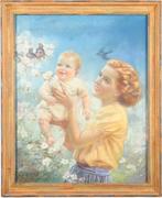 梅布尔·罗林斯·哈里斯(20世纪美国人):母亲和婴儿-画布上的粉彩,28 x 22英寸/左签名