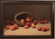 威廉·胡拜塞克(美国1866 - 1958):苹果从翻倒的篮子中翻滚-布面油画,19.5 x 29.75英寸/右下角签名