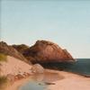 John F. Kensett（美国，1816-1872）标题为唱歌海滩和鹰岩，马萨诸塞州的唱歌（1816-1872）新鲜的帆布绘画。