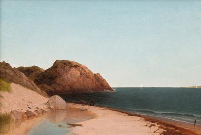 约翰·f·肯塞特(美国，1816-1872年)新近上市的油画，名为《歌唱的海滩和鹰岩》，马塞诸塞州木兰(Magnolia) (est. 20万- 40万美元)。