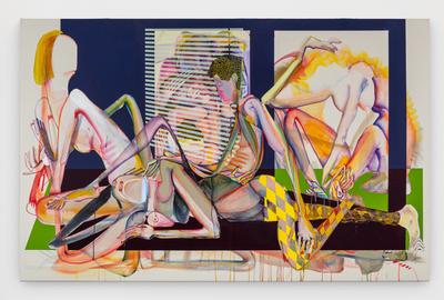 Christina Quarles，我认为yew在现在，2020年涂抹帆布，55 x 86 x 2英寸。图片由艺术家提供。