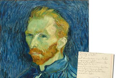 在荷兰艺术家Vincent Van Gogh的手中刻有大约115个完整和部分单词的纸片，英文和荷兰语（估计：40,000美元）。