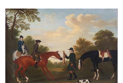James Seymour(英国，1702-1752)，题名为Hare Coursing，签名右下，日期为1737年。