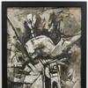 马克布尔·菲达·侯赛因(Maqbool Fida Husain)的立体派油画(印度，1915-2011)，一幅单调的构图，描绘了骑在野马背上的骑手(估价:4万至6万美元)。
