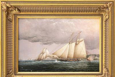 J.E.巴特斯沃思创作的“帕尔默”号纵帆船肖像，埃尔德雷德海上拍卖的一部分