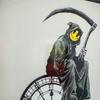 摘自ARTCELS Banksy的《Grin Reaper》最近发布的《NFTs》，织布纸上的彩色丝网印刷，签名和日期(2005年)