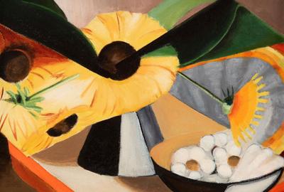 Dusti Bongé(1903-1993)向日葵，1944年日期反写:“44”布面油画16 x 20英寸。(40.6 x 50.8厘米)