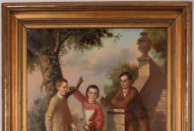 欧内斯特·纳尔约特(Ernest Narjot)被认为是加州30位伟大的艺术家之一，他的油画作品名为《孙子》(The Grandchildren)，描绘了三个孩子，签名日期为1865年(估价:5000 - 15000美元)。