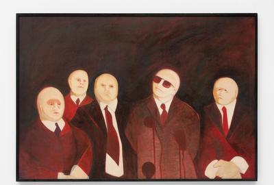Katie van Scherpenberg b. 1940 The Executives, 1976在反向Tempera和布面油画上签名和日期98 x 143.5厘米38 5/8 x 56 1/2英寸