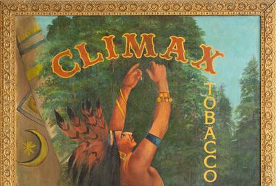 画布油画是Climax Tobacco公司(Climax Tobacco)的原创广告作品(《教养与温和》(Highly Bred and sweet Tempered))，由一位身份不明的艺术家创作，尺寸为50¼英寸，尺寸为31¾英寸(sight, less frame)(9775美元)。