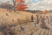艾登·拉塞尔·雷普利(Aiden Lassell Ripley)，《山鸡与野鸡》(sprers and pheants)， 1948，布面油画，35.5 x48英寸，估价:10万至20万美元