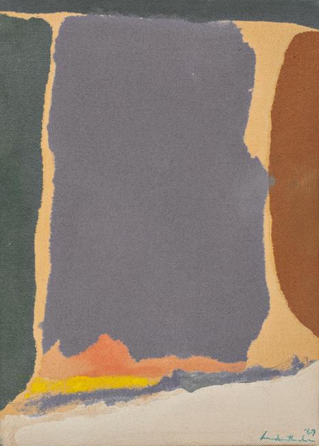 Lot 9.海伦·富兰克莱尔，无标题，1969，亚克力，11 x 8英寸，$ 50,000-80,000
