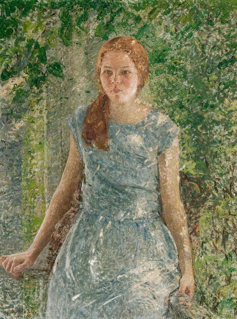 海伦·玛丽亚·特纳（美国）（1858-1958）“安妮·斯宾塞画像”，c。1925年油画，左下角有签名和题字“Helen M.Turner N.Y.”40 x 30英寸