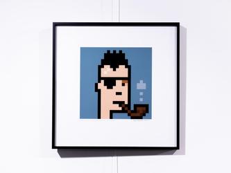 幼虫实验室密封的CryptoPunk#207，签名和标题，2018年，41 x 41厘米，在HOFA画廊的一个时代肖像展上展出