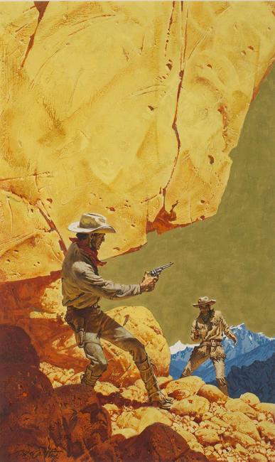 弗兰克·麦卡锡（Frank McCarthy，1924-2002）绘制的船上枪战油画，20英寸乘12英寸（视觉，无框架），用作《桑格里·恩拉·科利纳》（Sangre en la Colina）一书的插图。估计数：4 000至6 000美元。