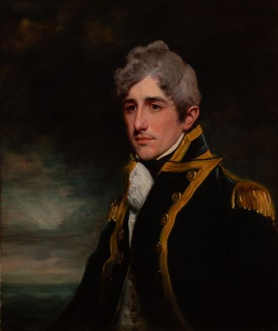 约翰·霍普纳（英国，1758-1810），海军少将约翰·斯普拉特·雷尼尔穿着海军制服的肖像，A.爱德华·阿林森的庄园，棕榈滩。东部标准时间$8,000-15,000.  第66批。