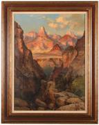 威廉·亨利·阿伦特（美国人，1933年出生）大峡谷（以托马斯·莫兰的名字命名）画布上的油画，31 x 23英寸/署名阿伦特·纳赫·莫兰（右下）