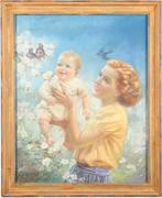 梅布尔·罗林斯·哈里斯（20世纪美国人）：母亲和婴儿-画布上的粉彩，28 x 22英寸/左签名