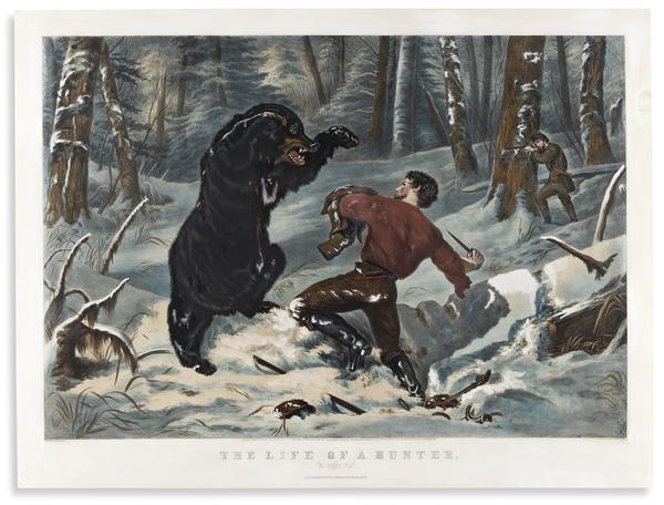 柯里尔和艾夫斯，以A.F.泰特命名，《猎人的一生》，1861年出版。估计$15,000到$20,000。