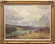 Dines Carlsen(美国，1901 - 1966):CT Landscape -布面油画，25 x 32英寸/右下角签名