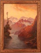 罗伯特·阿特金森·福克斯（美国1860-1935）：高山中的日落-油画，29.75 x 21.75英寸/右下角签名