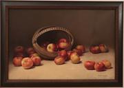 威廉·胡拜塞克(美国1866 - 1958):苹果从翻倒的篮子中翻滚-布面油画，19.5 x 29.75英寸/右下角签名