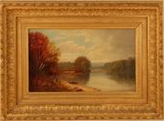 哈德逊河的埃索普斯河:布面油画，12 x 20英寸/左下方签名