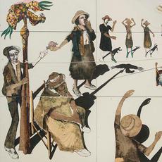 Benny Andrews（1930-2006），Circle，1973，Oil on Twelve Linen Canvases与彩绘面料和混合媒体拼贴，120 x 288英寸/ 304.8 x 731.5厘米
