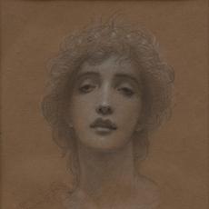 Adolf Hiremy Hirschl，一位年轻女性的头像，1890年代，棕色纸上的黑白粉笔，达拉斯艺术博物馆，威廉·乔丹和罗伯特·迪恩·布朗利的遗赠，2019.72.29