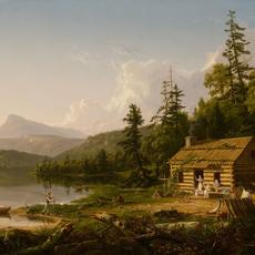 托马斯·科尔，《树林中的家》(1847)，布面油画，雷诺达美国艺术博物馆，芭芭拉·b·米尔豪斯的礼物
