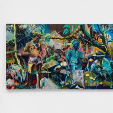 Maia Cruz Palileo，“风，水，石头”2020.油在帆布上，50 x 120英寸。博物馆购买与Tad J. Freese和Brook Hartzell，Lipman Family Foundation和Yvonne和Mike Nevens提供的资金，以纪念Cheryl和Bruce Kiddoo。2021.01。