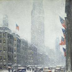 盖·c·威金斯(1883-1962)《纽约的冬天》帆布油画24⅛x 20 3/16英寸左下签名:盖·威金斯;背面:WINTER IN NEW YORK / Guy Wiggins NA在Questroyal Fine Art, LLC，纽约，纽约