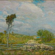 查尔德·哈萨姆(美国人，1859-1935)，Wainscott Links, 1907。布面油画，帆布:23½x 29英寸。(59.7 x 73.7厘米)，框架:33 1/8 x 39 x 3英寸。(84.1 x 99.1 x 7.6厘米)。多丽丝和Shouky Shaheen的礼物。